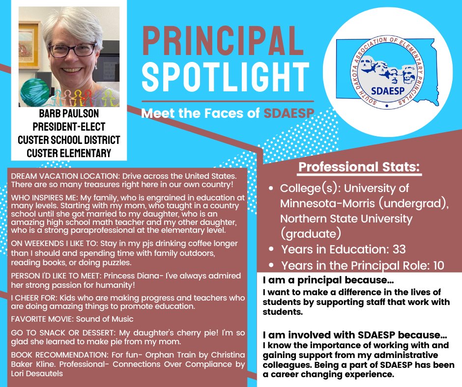 Learn more about SDAESP President-Elect Barb Paulson from Custer Elementary! #SDAESP