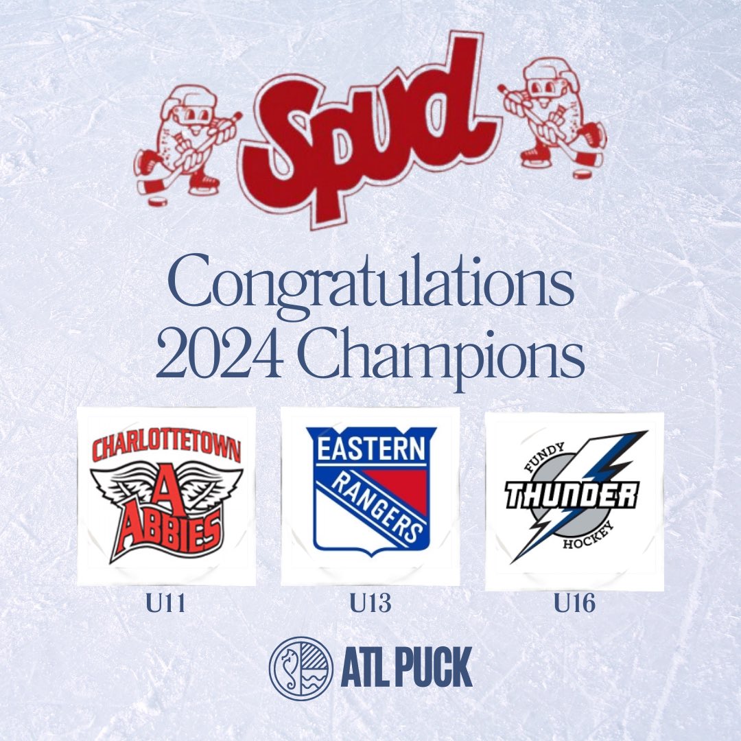 Congratulations to the 2024 Ladner’s Source for Sports Spud Tournament Champions! 🏒

U11: Charlottetown Abbies
U13: Eastern Rangers
U16: Fundy Thunder