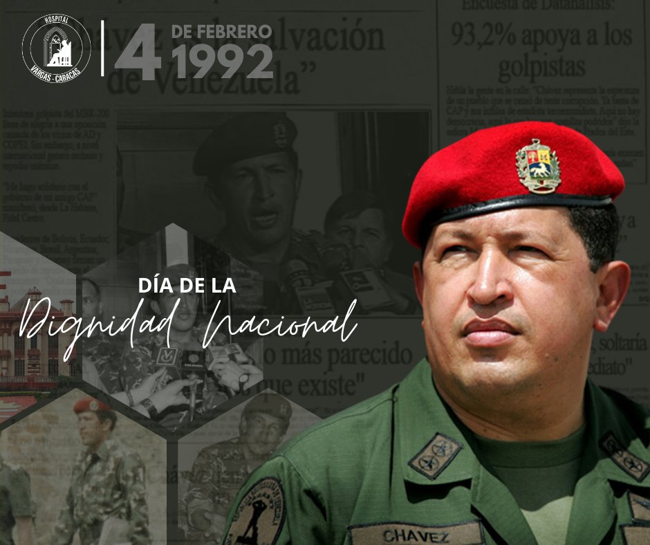 HospitalVargasC's tweet photo. Hoy, en este 4 de febrero, se celebran 32 años desde el inicio de la operación Zamora, un acontecimiento histórico donde el entonces Teniente Coronel Hugo Rafael Chávez Frías lideró un movimiento en respuesta a numerosos abusos por parte del gobierno en Venezuela. https://t.co/V9JjKvK9fB