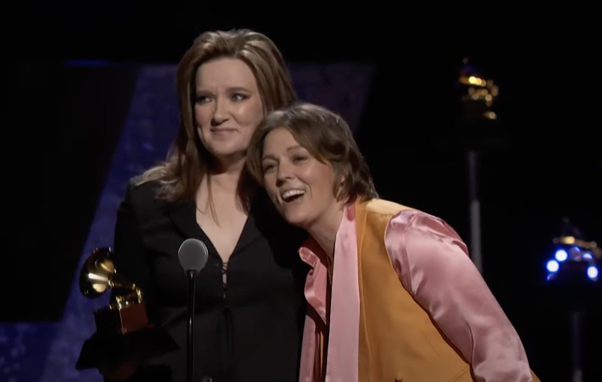 consequence's tweet photo. Brandy Clark's "Dear Insecurity" featuring Brandi Carlile is the winner of the 2024 Grammy Awards for Best Americana Performance.

See the updated winners' list → https://t.co/8mbN1augbW

#GRAMMYs #GRAMMYs2024 https://t.co/g5nlyhaein
