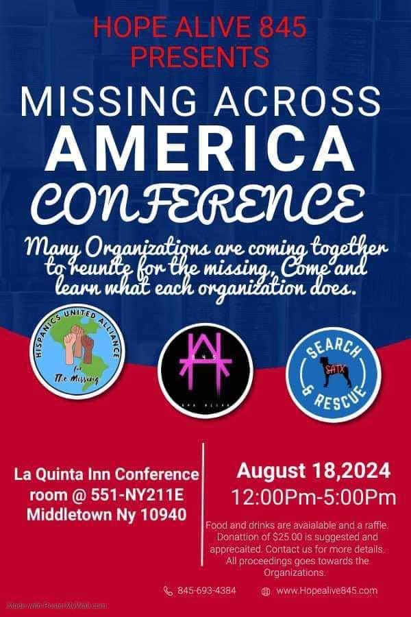 Catch_LISK's tweet photo. My friends at Hope Alive 845 are participating in an important conference..please consider donating and supporting.
@HAlive845
#NoMoreMissing #BringThemHome
#MissingPersons https://t.co/MgyQqy6X6N