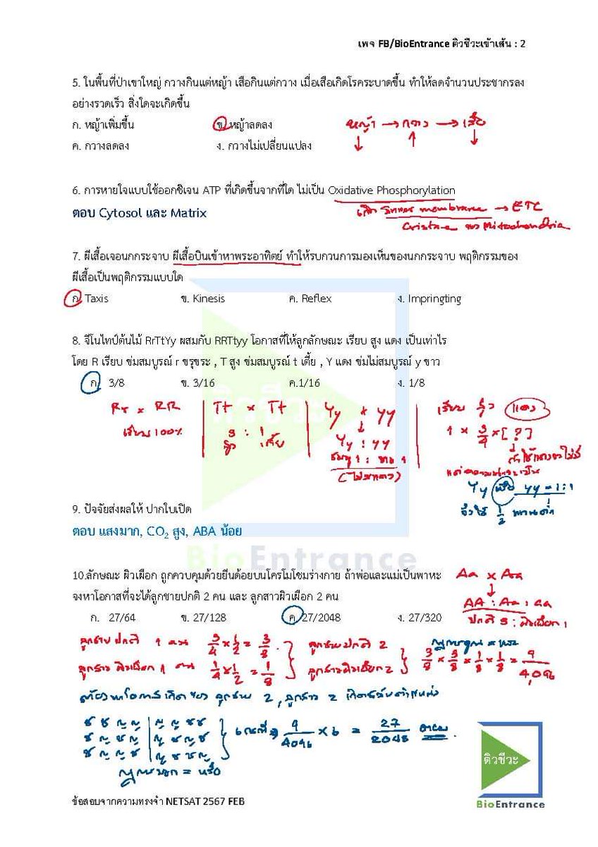 BioEntrance's tweet image. เฉลยข้อสอบ #ชีววิทยา #NETSAT 1/67 ครบ 50 ข้อ ฉบับจากความทรงจำ ดูได้ที่เพจ #BioEntrance ติวชีวะเข้าเส้น #NETSATชีวะ #Dek67 #Dek68 facebook.com/BioEntrance
