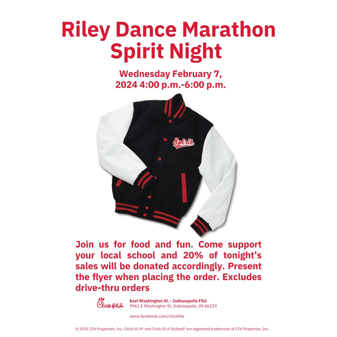 Do YOU like Chick-fil-A? If you do, bring your friends and family to support RDM! This Wednesday from 4-6 pm, bring a physical copy of this flyer to Chick-fil-A on East Washington Street. Get your dinner and support the kids! ❤️🐄

#ftk #chickfila #supportthekids #localbusiness