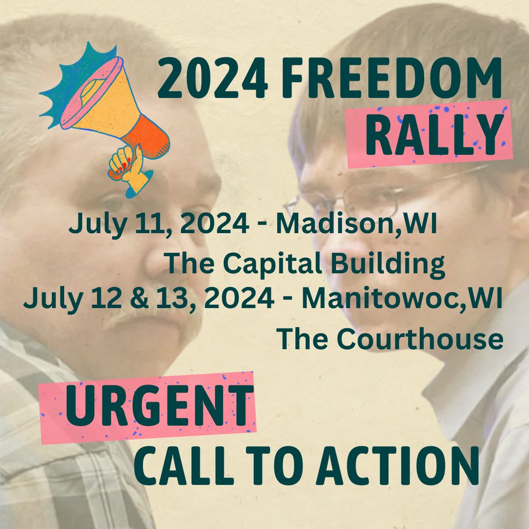 Announcing this year's Rally for the guys. July 11 we'll be in Madison at the Capitol building and July 12th and 13th we'll be at the Manitowoc courthouse. 
July 13th plan for a picture at the Avery billboard, and for a get together. More details to be announced.
#MakingAMurderer