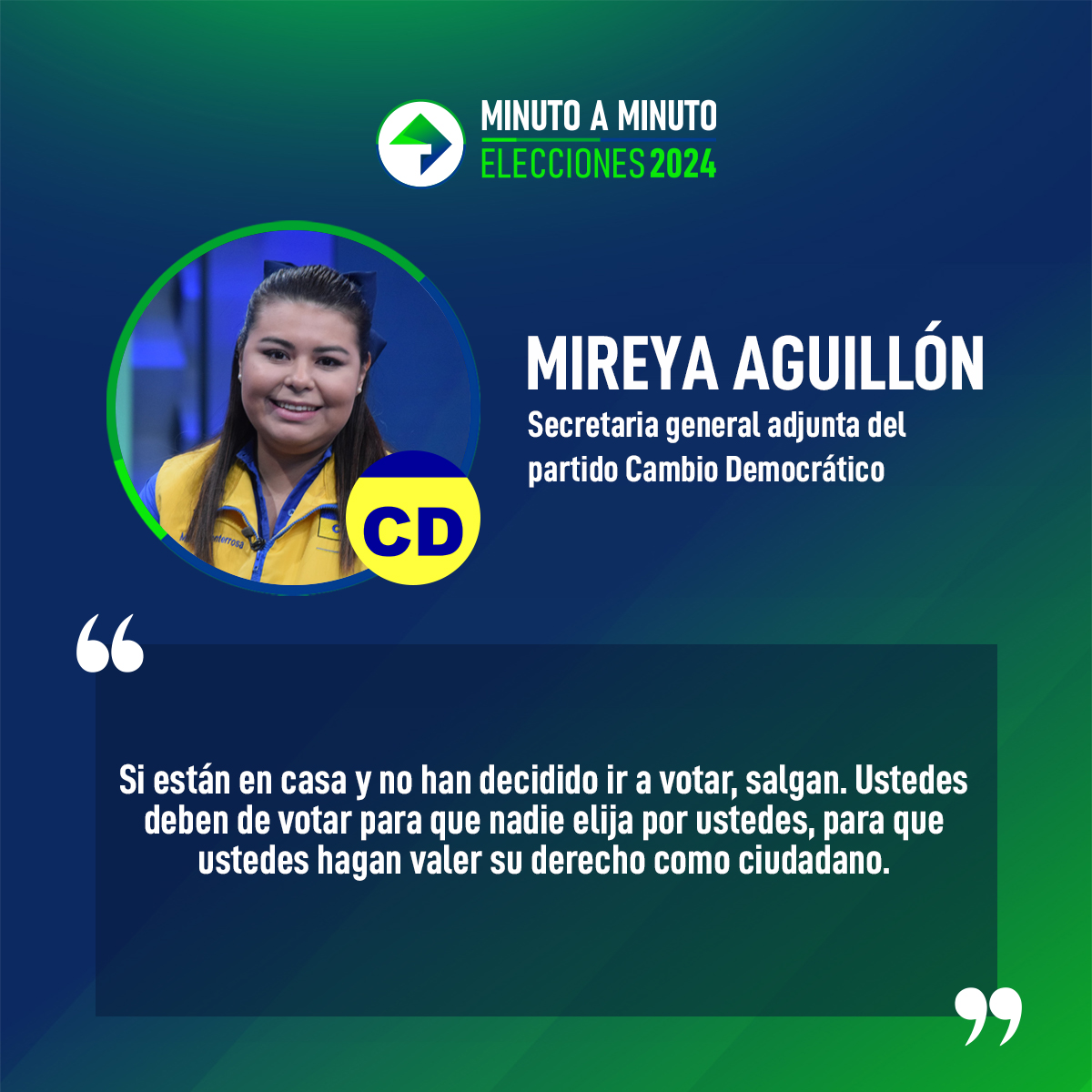 La secretaria del partido Cambio Democrático, Mireya Aguillón Monterrosa, conversó en #MinutoAMinuto2024 con Federico Zeledón sobre las #Elecciones2024Sv.