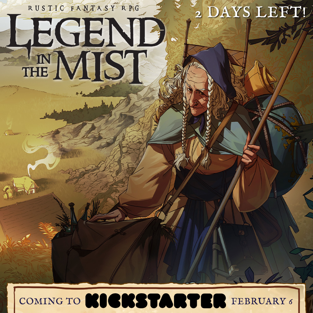 2 DAYS until Legend in the Mist launches on #Kickstarter! On February 6th, uncover the forgotten magic in the valleys of Ravensdale: kickstarter.com/projects/sonof… #ttrpg #fantasy #rpg