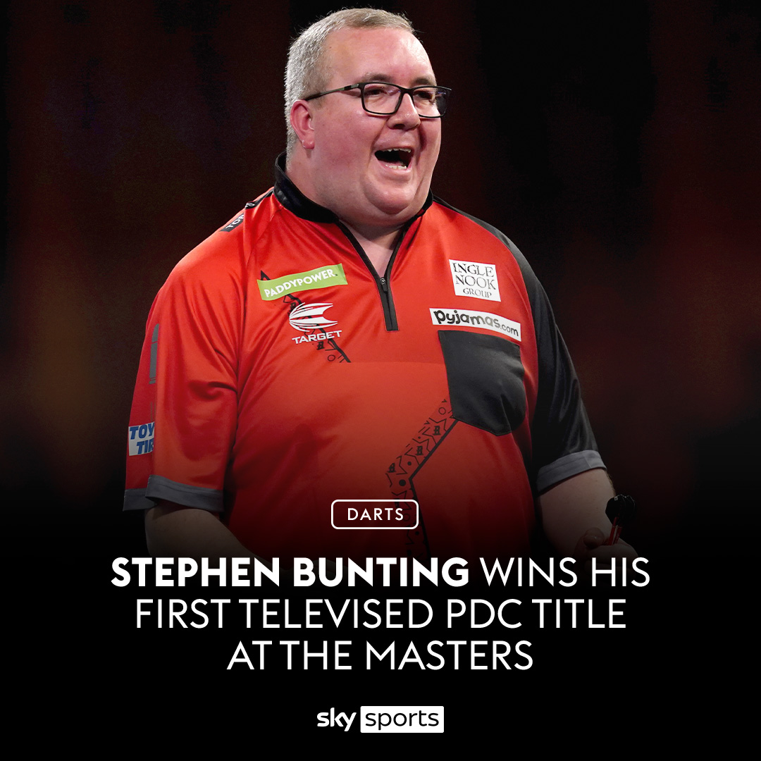 A first televised PDC Title for The Bullet 🤩

Stephen Bunting beats Michael van Gerwen 11-7 to win the 2024 Cazoo Masters 💪