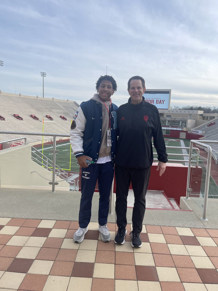 #AGTG After a great visit & conversation with @CCignettiIU I am blessed to have received an offer from Indiana University! @CoachOlaAdams @Coach_FMee @FootballNaz @AllenTrieu @EDGYTIM @RivalsPapiClint @Ck2Sports @LemmingReport @Phouly31 @Supreme7v7FB @TNTignite @CoachChris_Roll