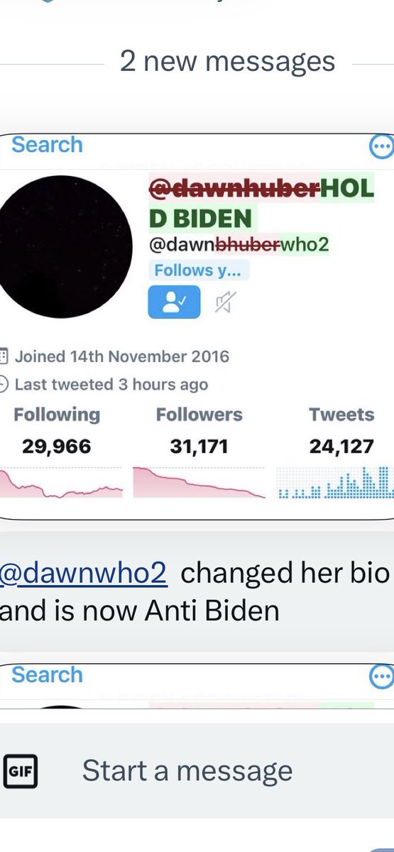 ‼️‼️ This account flipped to anti Biden! @dawnwho2 Mutuals following! Please check! Thanks.
