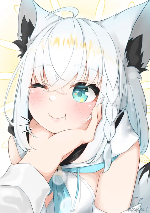 なついてきた白上 #絵フブキ 