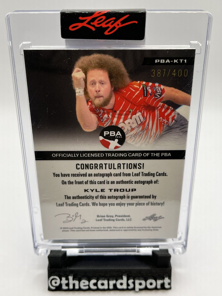 TheCardsport's tweet photo. Watching my boy Kyle Troup on Fox PBA
2023 Kyle Troup RC Rookie AUTO Leaf PBA Tour /400 PBA
#sportscards #tradingcards #cardsruleeverythingaroundme
#whodoyoucollect #thehobby #bowlingcards #kingpin #biglabowski https://t.co/1u1sVliLiS