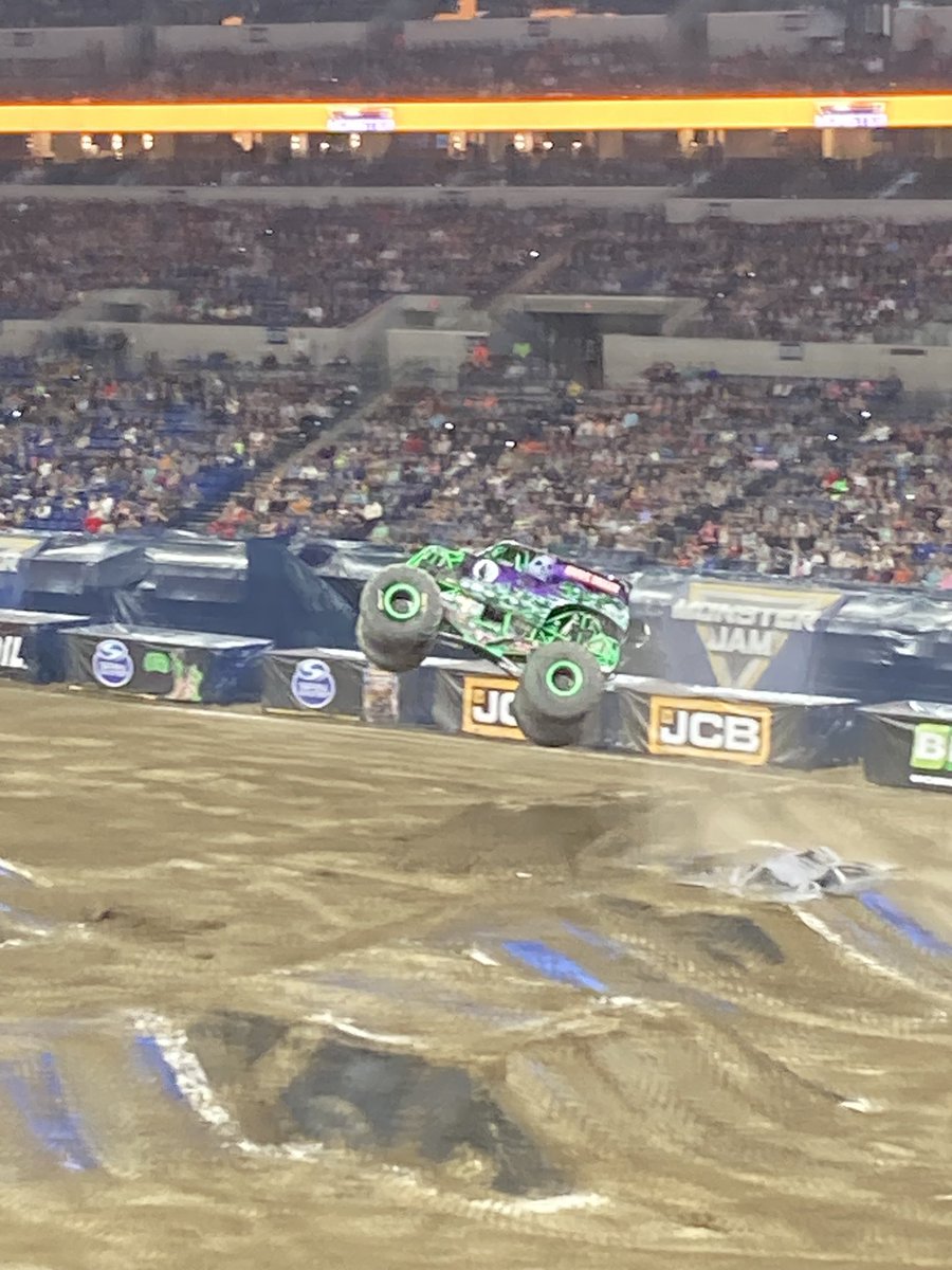 jaredjogs's tweet image. No greater way to be thrust back into awesome childhood memories than seeing Gravedigger fly through the air #monsterjam