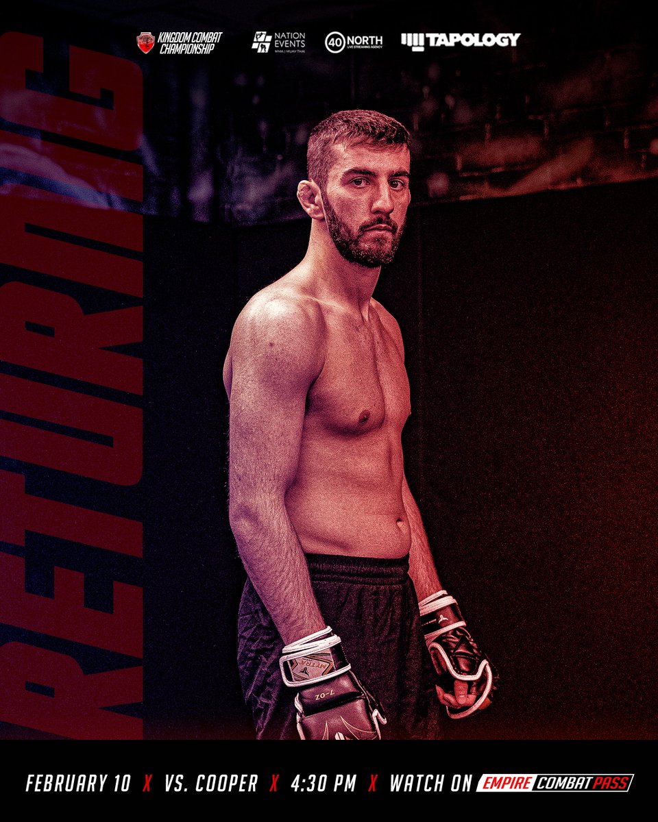 KingdomCombat's tweet photo. his Feb Kieran Chesworth returns to KINGDOM#5 in Manchester.
Don't miss his clash with GEORGE COOPER.

Join us cage-side for all the action at the biggest KINGDOM show yet.

// TICKETS: https://t.co/pzM96KDlHM
#mma #mmafighter #mmaworld #mmatraining #mm👊 #mmagym #mmajunkie https://t.co/4kinL89v8i