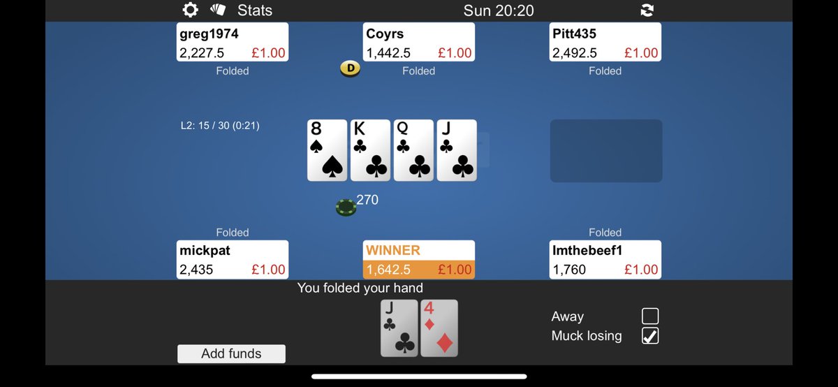 Garyrussbcfc1's tweet photo. @SkyPoker I can’t say I’m surprised but clear evidence of your poker being rigged? How many Jack of clubs is there in a pack 👀 https://t.co/cl4cDMPJPl