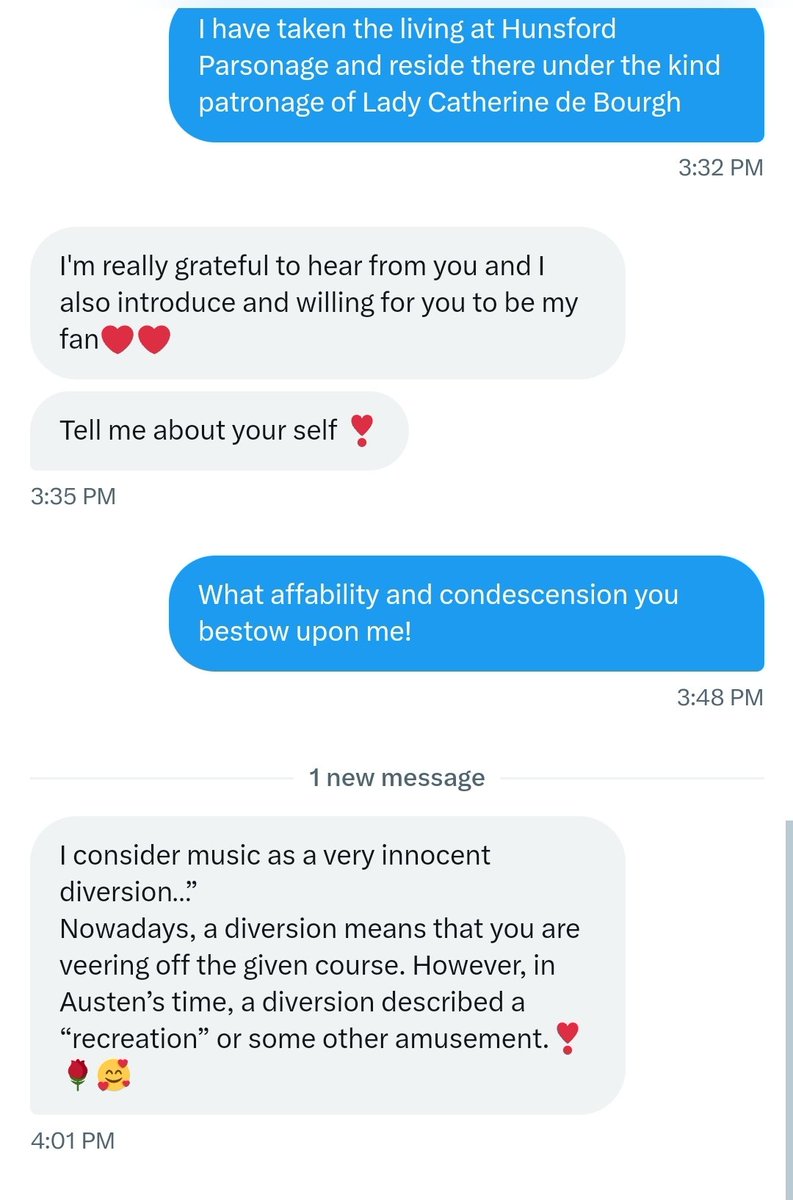 I am star-struck indeed by a) my proximity to such a renowned celebrity and b) the fact that he may have actually figured out what is going on here?? #janeausteninthedms