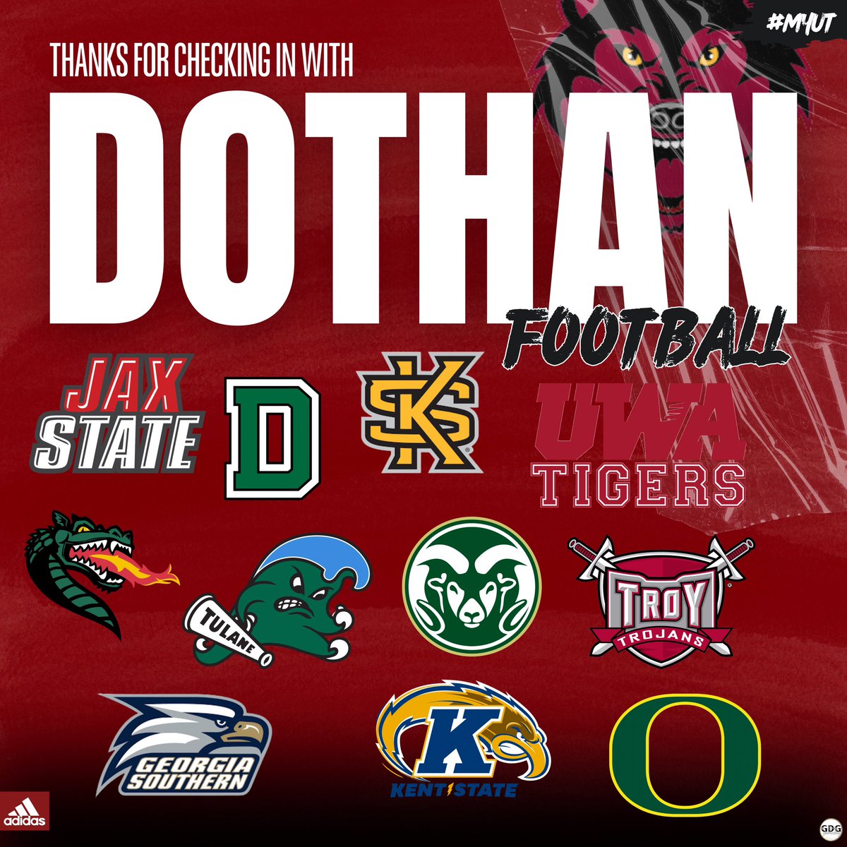 Thanks to these schools for checking in on D-High prospects. #recruitdothan #MYUT @DothanFB