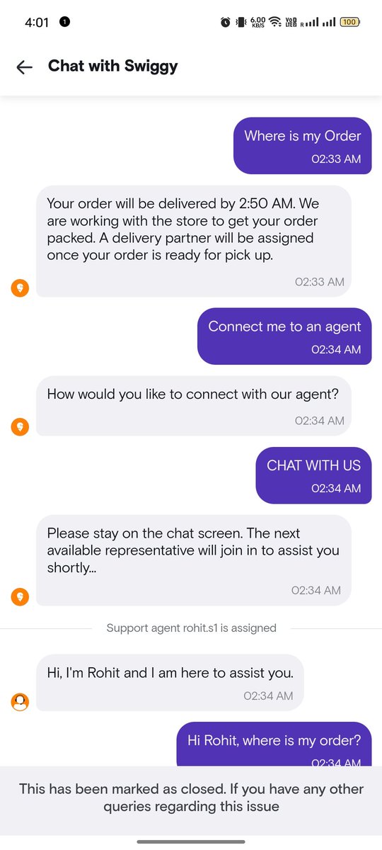 RockerzzRazat's tweet photo. @Swiggy and @SwiggyInstamart I installed your app for the first time for the first order. This was my experience. 
Order placed at 1.40am
Did not receive till 3.40am
Agent made a fool by lying technical glitch.
Wasted my 2 hour
#Shameful #poorservice @zomato @letsblinkit @zomato https://t.co/LXW69kBFqF