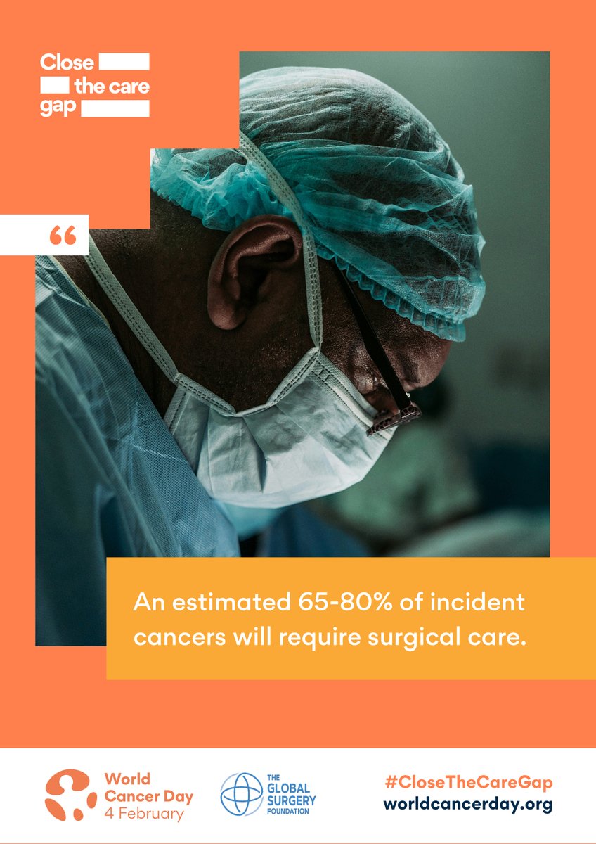 Up to 80% of cancer cases require surgical intervention. Yet, a large part of the population doesn't have access to surgical care. This is not acceptable. Not on #WorldCancerDay, and not on any other day. 👉 Let's #CloseTheCareGap, visit globalsurgeryfoundation.org/about-us
