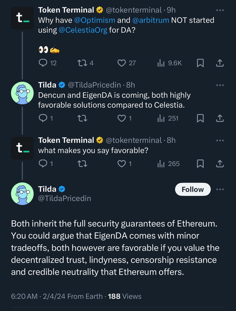 R.I.P $TIA #Celestia 💀
EigenDA &amp; Duncan = Beginning of the end of $TIA