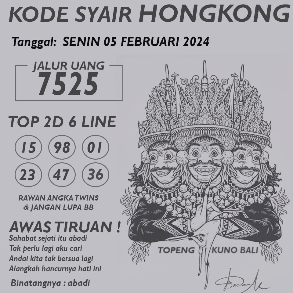 Kode Syair HONGKONG - SENIN 05 FEBRUARI 2024
#syairhk #kodesyairhk #kodesyairhongkong 
#syairhonkong #prediksihk #prediksitogel 
#togelsyair #situsjudipulsa #judipulsaonline 
#togelpulsa #togelpulsaonline #casinopulsa 
#casinopulsaonline #judicasino #judicasinopulsa 
#juditogel