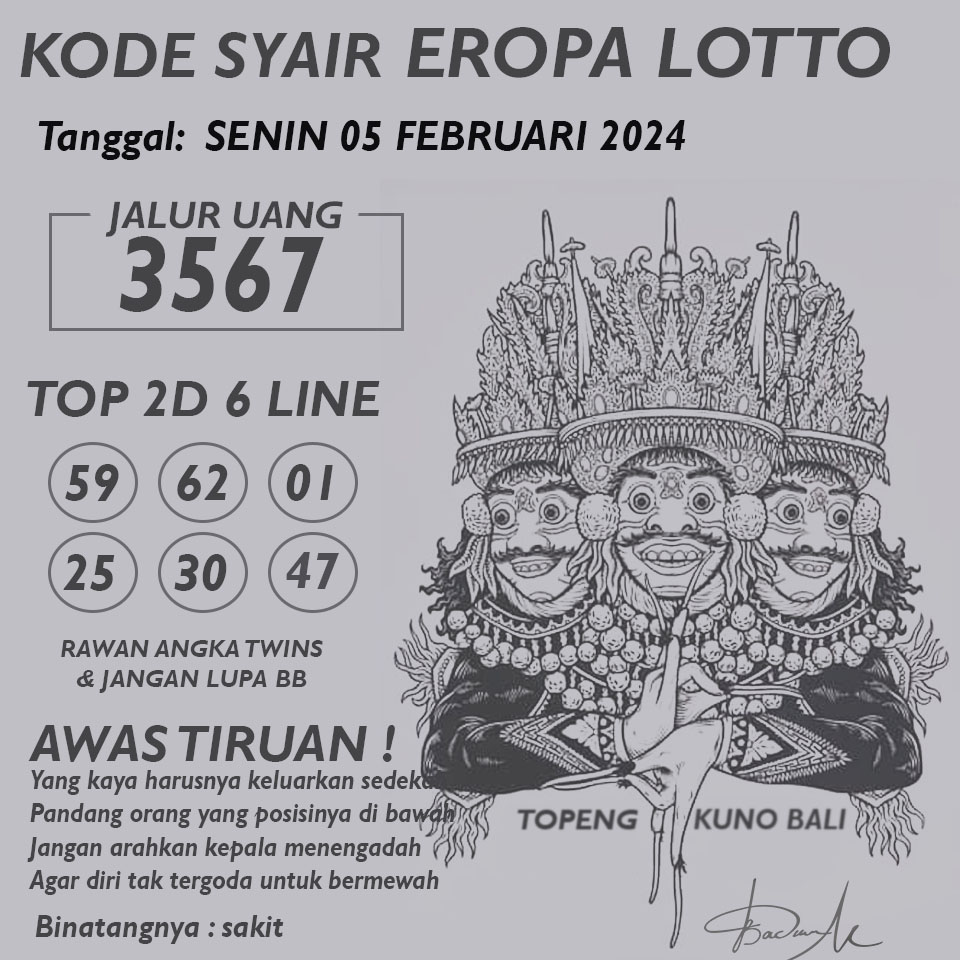 Kode Syair EROPA LOTTO - SENIN 05 FEBRUARI 2024

#syairtogel #syairtogelhariini 
#kodesyairtogel #codesyairtogel 
#syaireropa #syaireropalotto 
#kodesyaireropa #syairjitu 
#syaireropamalamini #syaireropahariini 
#codesyair #kodesyair #togelsyair 
#situssyairtogel