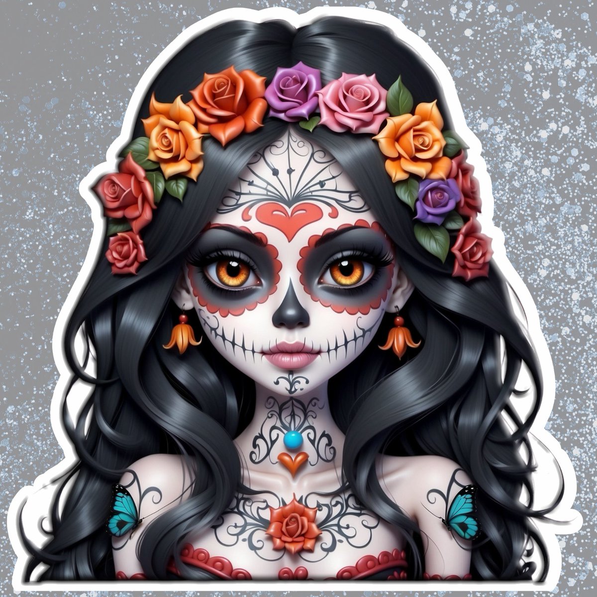 Sugar Skull Girl Sticker! 🌸 Perfect for laptops and beyond. Follow for more vibrant and unique art. 🚀 Link in bio. #SugarSkullGirl #StickerMagic #FollowForCuteness #DayoftheDead #Calavera 
#DiadelosMuertos #gothic #LatinaArt #LaptopDecal #CollectibleSticker