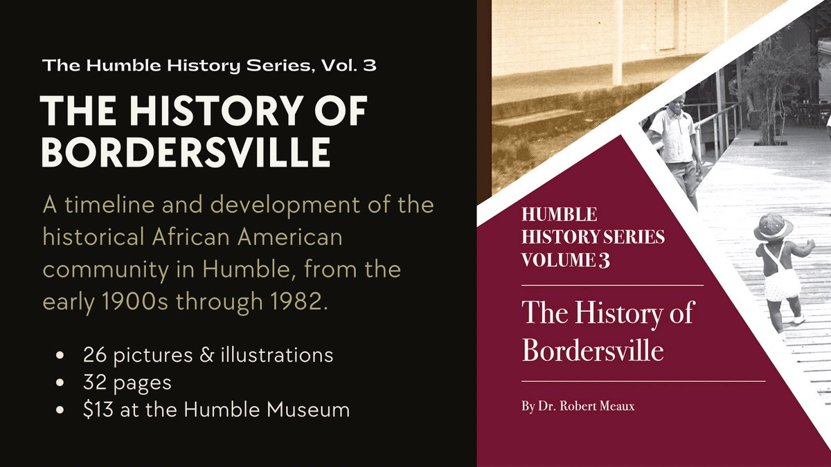 Our newest book. A great addition for Black History month!

The History of Bordersville
<a href="/HumbleMuseum/">Humble Museum</a>