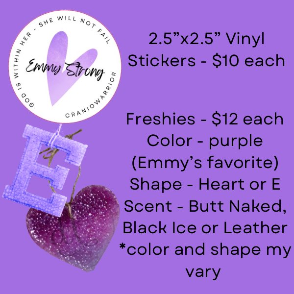 ChelseaFrashure's tweet photo. Join me in prayer for niece, her family & doctors as they prepare for the cranial vault surgery to relieve intracranial pressure on Feb 12th.
We will be selling these vinyl stickers & air fresheners to help with medical bills & other expenses. https://t.co/rb5QixRV4R