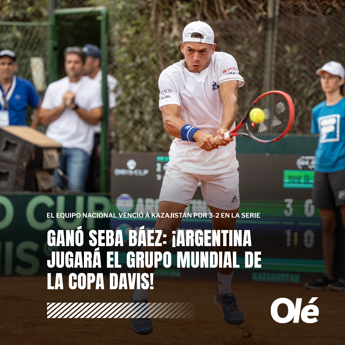 DiarioOle's tweet photo. 🇦🇷 ¡ARGENTINA SE CLASIFICÓ AL GRUPO MUNDIAL DE LA COPA DAVIS! 🏆🎾

💪 Trabajadísima victoria ante Kazajistán en Rosario. Seba Báez ganó el quinto punto en tie-break. https://t.co/fioScGBf88
