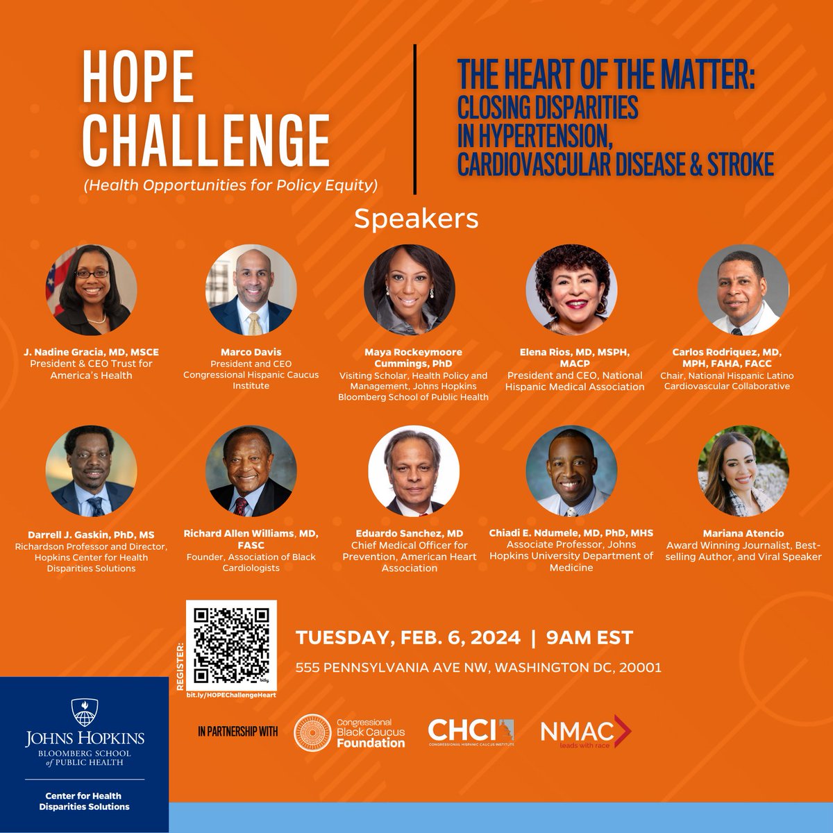 Join us! On Tues., Feb. 6th, we will partner with <a href="/CHCI/">CHCI</a>, <a href="/CBCFInc/">CBCF Inc.</a>, and <a href="/NMACCommunity/">NMAC</a> to discuss policy solutions addressing racial and ethnic disparities in heart disease, hypertension and stroke. Learn more &amp; register at: bit.ly/heartdiseasedi…