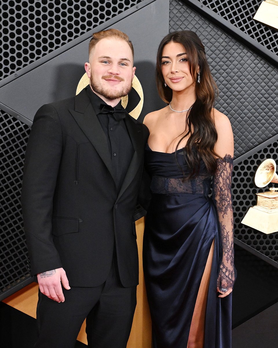 CMT's tweet photo. .@zachlanebryan and Bri LaPaglia have arrived! 🤩 #GRAMMYs https://t.co/UulYfa4iYe