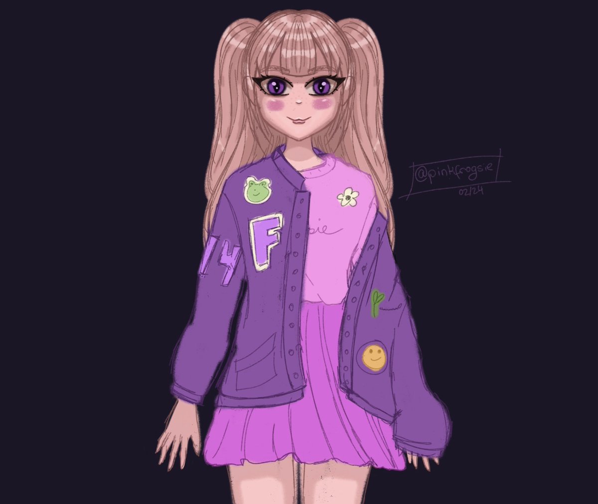 frogsiee's tweet image. recently got back into digital art so i decided to make an oc which i might turn into a vtuber model some time 🐸

i sent it to @tinygoosey AND LOOK AT THE DRAWING SHE MADE OF HER!! THE LITTLE FROG NEXT TO HER!!! 😭😭😭