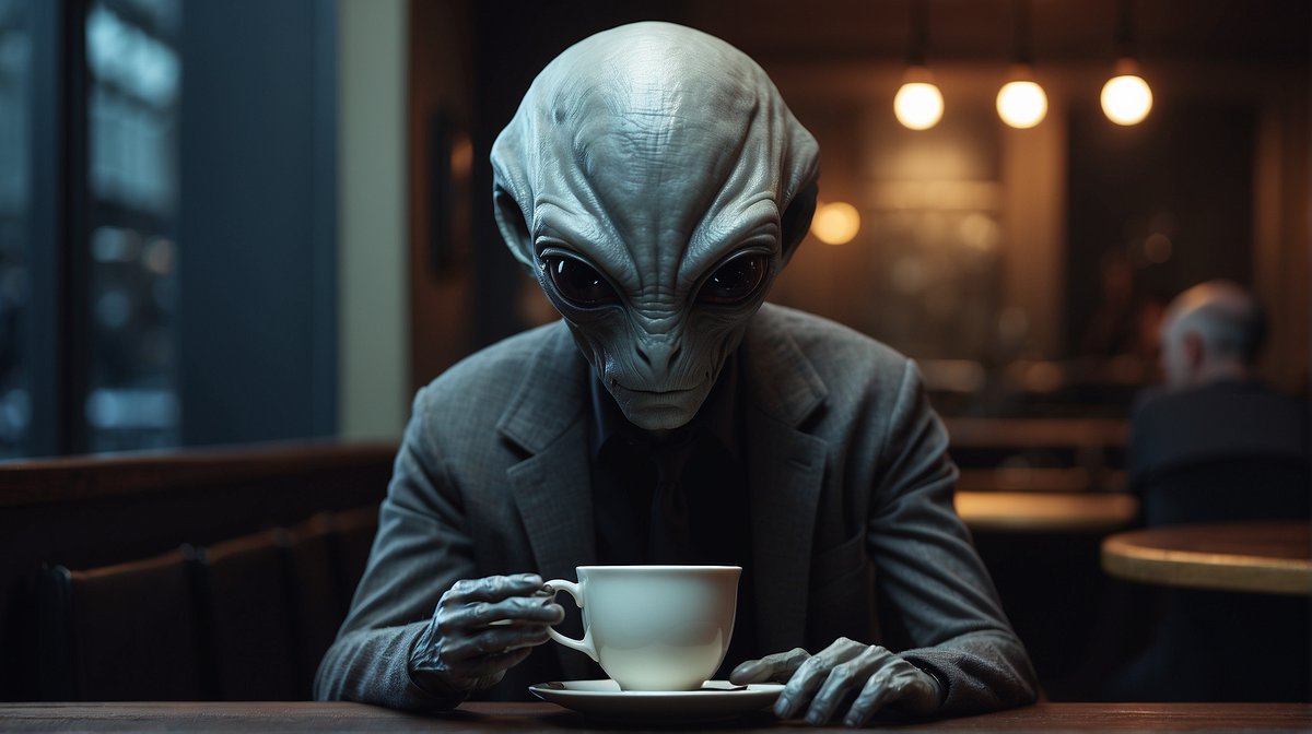 Hugofloresf's tweet image. A cup of coffee anyone?
#grayalien #Aliens #grays #coffee #sunday #cupofcoffee #tenebrism #NHI #otherplanets #hohnumanintelligence #smartcreature