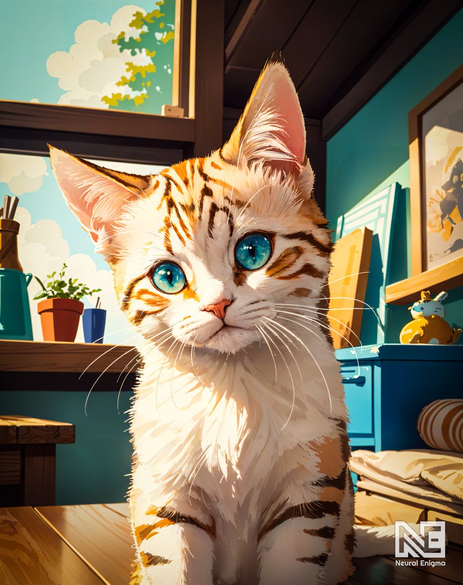 Neuralxenigma's tweet photo. Mischief Makers. Chaos meets cuteness, and furballs become fine art!
#aiart #AIArtworks #AIイラスト#cats

Main @NeuralEnigma https://t.co/g4UBtUNAK1
