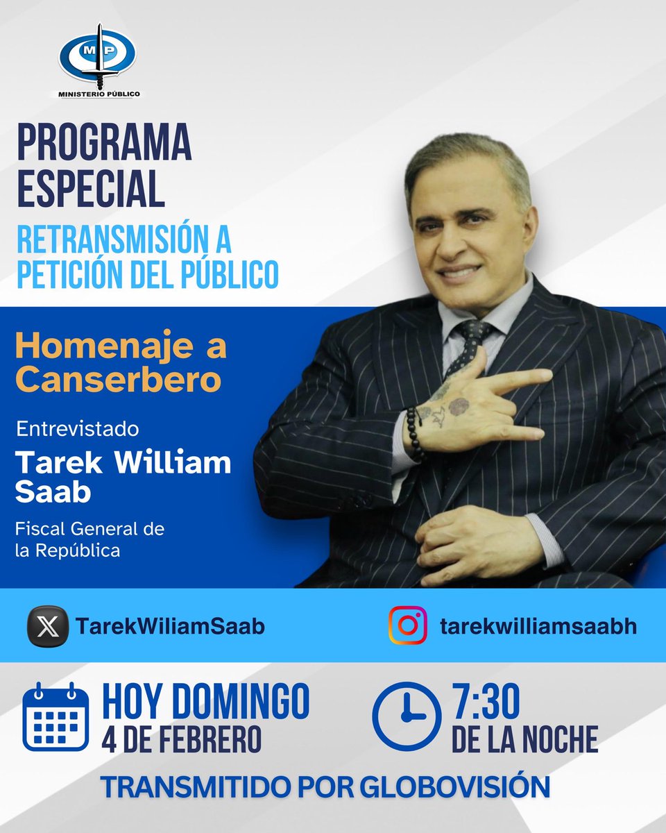 Tarek William Saab (@tarekwiliamsaab) on Twitter photo #VEA hoy a las 7:30pm nuestra entrevista por <a href="/globovision/">Globovisión</a> #Reposición a petición del público #VEA hoy a las 7:30pm nuestra entrevista por <a href="/globovision/">Globovisión</a> #Reposición a petición del público