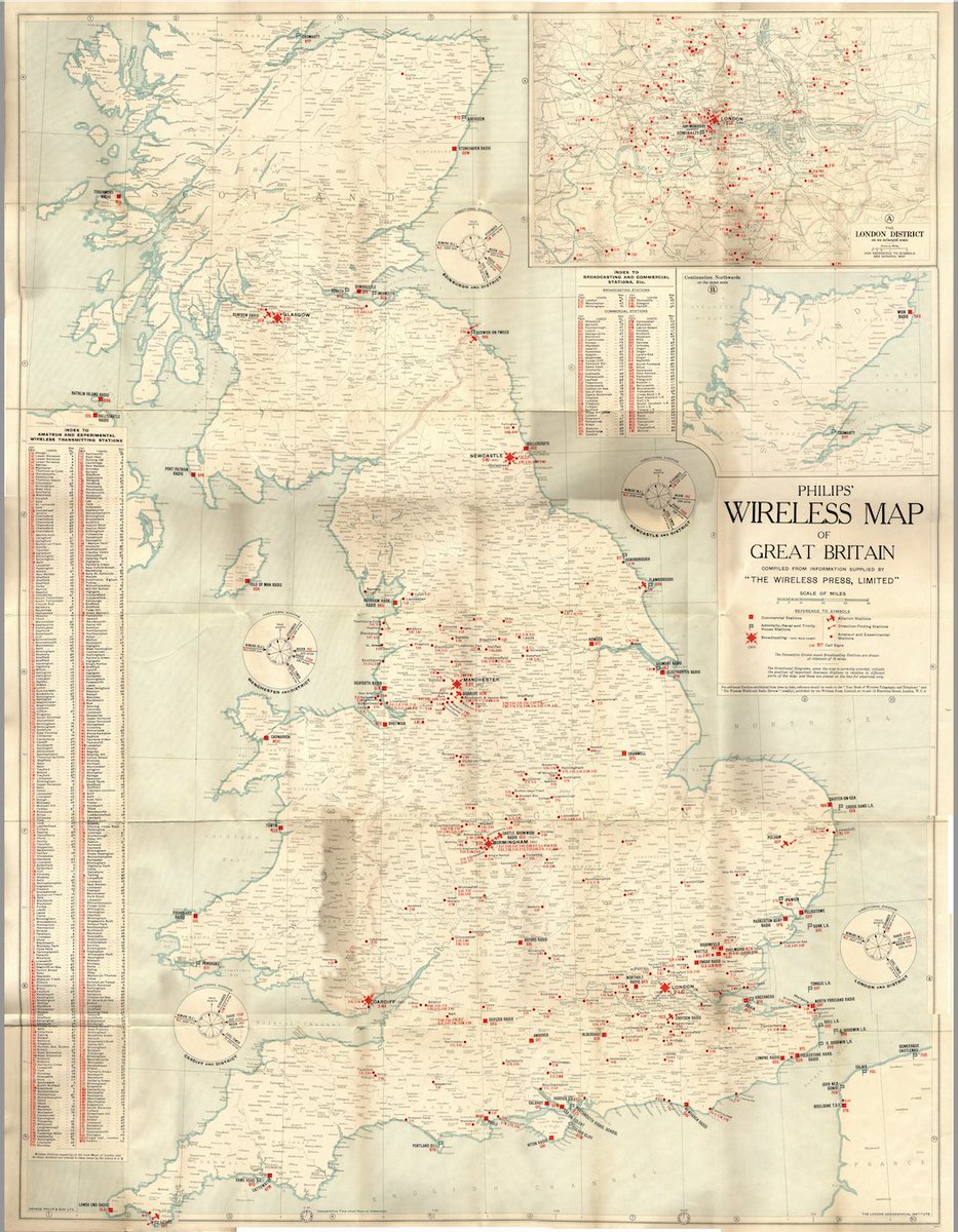 Ooh, a 1920s Wireless Map of Great Britain? Don't mind if I do. Poster-size for my wall is very tempting. Link to huge 25Mb version for proper zooming-in: dxarchive.com/mw/map_radio_m…