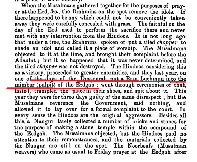 @obsolete_utopia Muslims of Varanasi had filed a petition in 1811. From the petition, we see that Hindu Murtis were placed inside the Masjid and Hindu ritual worship was taking place.