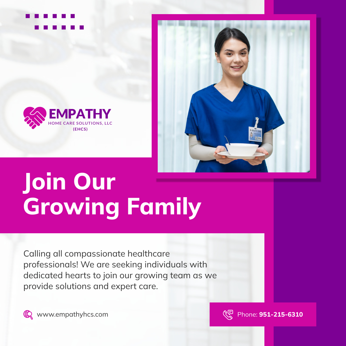 empathyhcsoln's tweet photo. Make a difference in someone's life as you enrich your own. Our growing home care team welcomes passionate individuals who share our commitment to providing quality care. Click here to learn more: https://t.co/BgjnQFdGg0.

#CoronaCA #CareerOpportunities #HomeCare https://t.co/dZ7VkktDAd