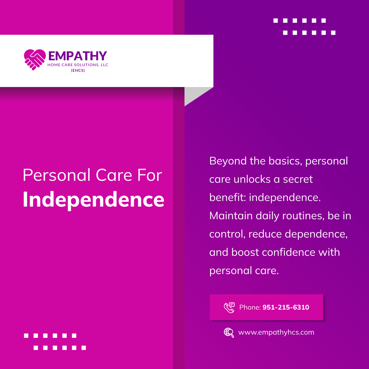 empathyhcsoln's tweet photo. Whether it's dressing, managing medications, or preparing meals, our dedicated team aims to make your loved ones feel independent. Every small step taken towards self-reliance unlocks a world of possibilities.

#CoronaCA #PersonalCare #HomeCare https://t.co/hkuiciW4Qr
