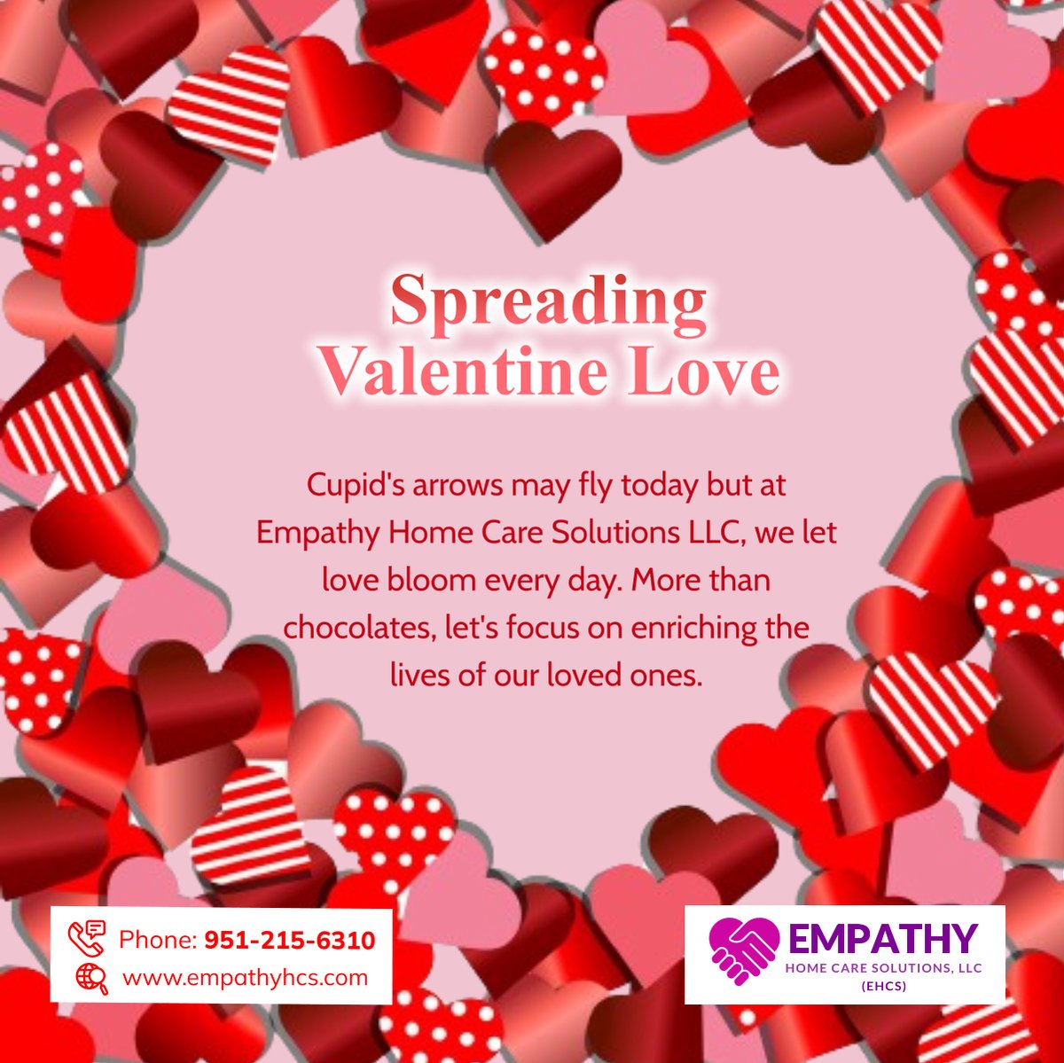 empathyhcsoln's tweet photo. Happy Valentine's Day! Join us in celebrating this season of love by sharing kind words, offering a helping hand, and nurturing human connection. Let's fill our lives with love magic!

#CoronaCA #HappyValentinesDay #HomeCare https://t.co/Sv7yMcgCuM