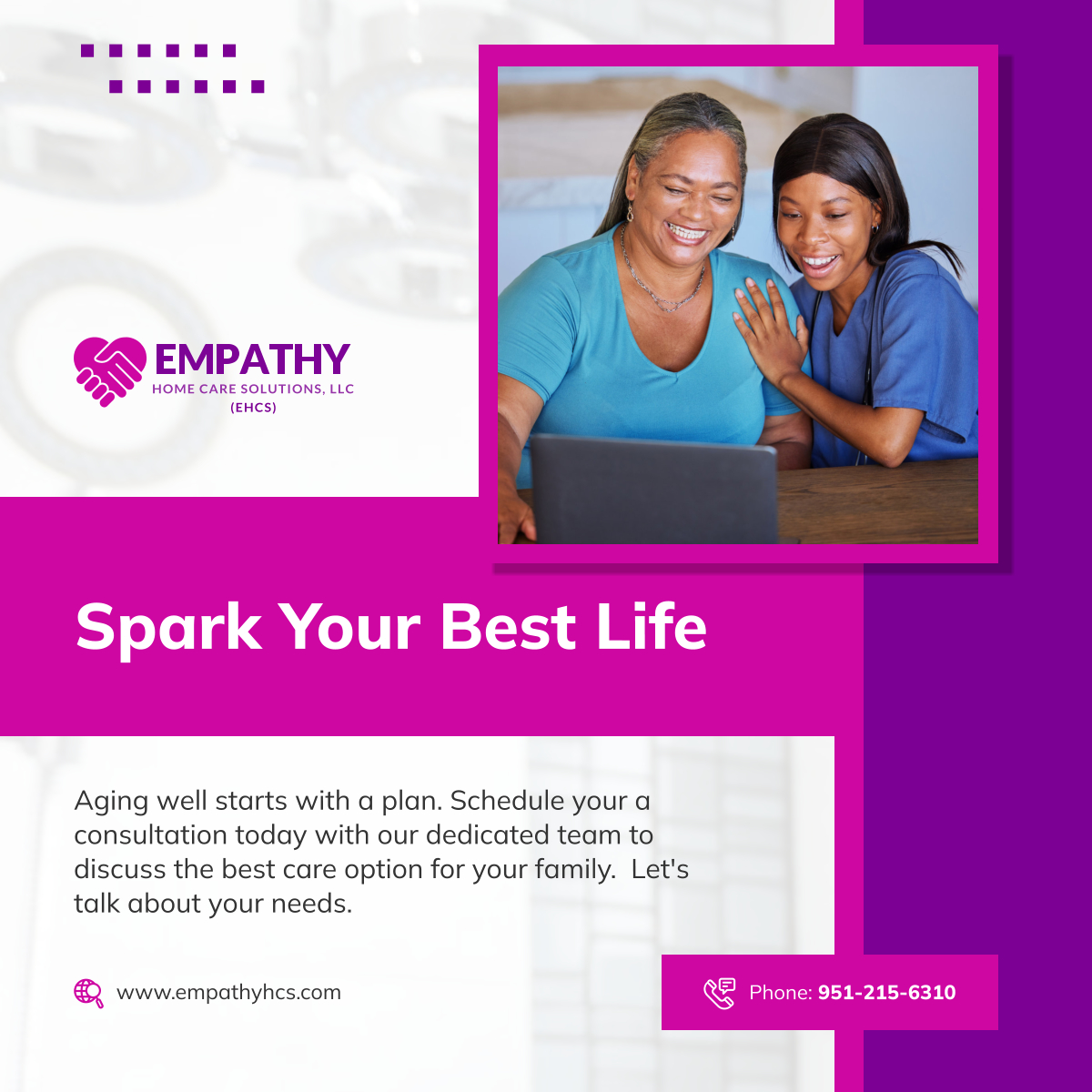 empathyhcsoln's tweet photo. Ready to embrace life to the fullest? We're here to help! Our dedicated team tailors individualized plans to provide you with happiness, independence, and peace of mind. Schedule your consultation today at https://t.co/zqzuMQWrG3.

#CoronaCA #HealthcarePlan #HomeCare https://t.co/a8GI2LdR6d