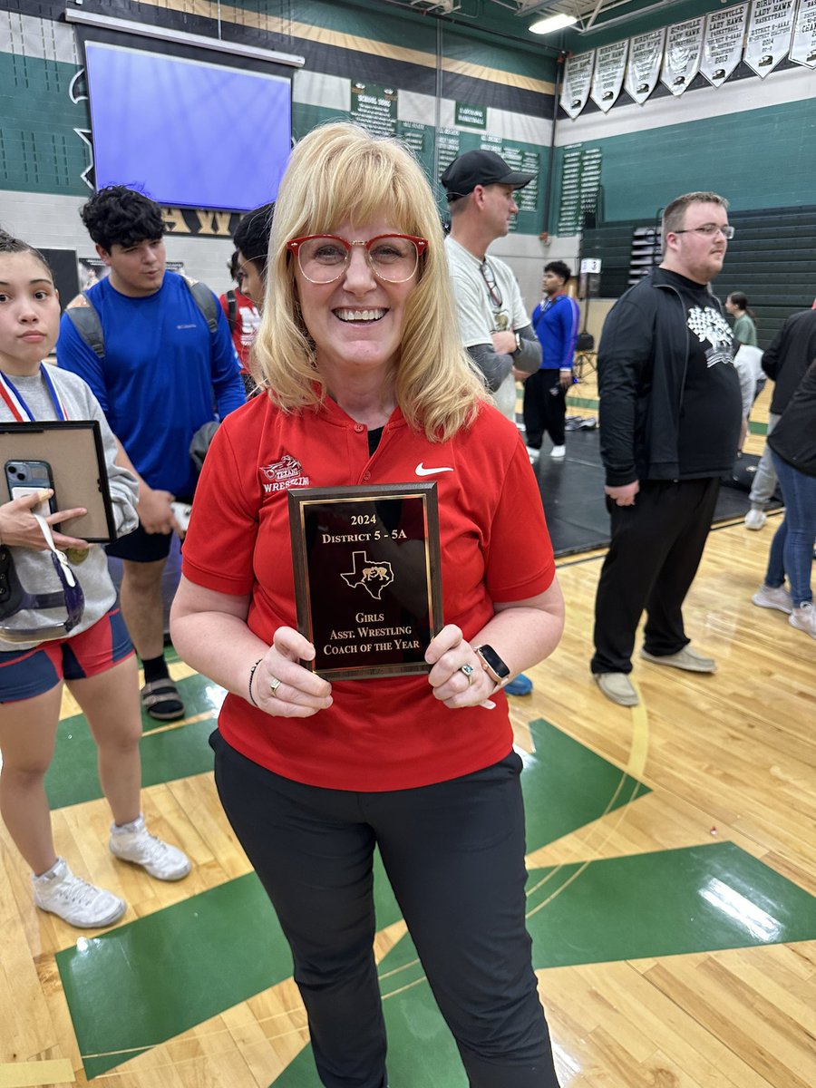 NHSTexans's tweet photo. Huge congratulations to Coach Moir for being named Girls Assistant Wrestling Coach of the Year! Way to go NHS Wrestling! #Flagship #TexansAtWork https://t.co/tmBBA4yPgL