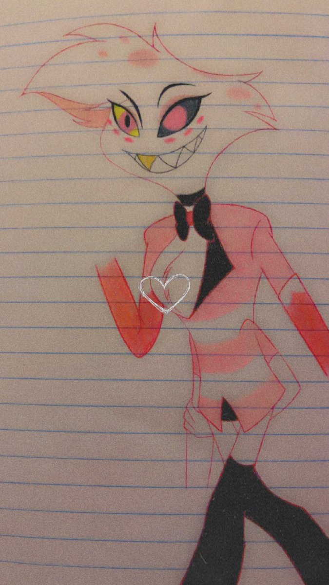 shnshfz's tweet image. I suck at hands and fingers (I attempted quite a number of times and hated every attempt because it all looked off 🥲) but tbh, I’m pretty proud of myself for drawing a character almost fully. Been a minute since I committed to a drawing #AngelDust #HazbinHotelFanart