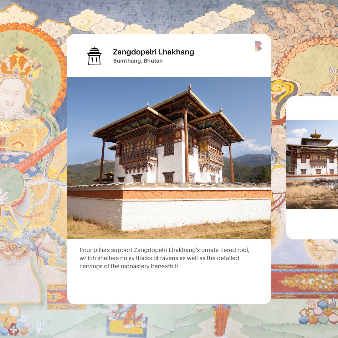 MyBhutan's tweet photo. Zangdopelri Lhakhang took twelve years to build with the support of the third king's queen, Her Majesty Kesang Choeden Wangchuck, and stands in memory of her parents and grandparents, as well as for the well-being of the Bhutanese people and all sentient beings. https://t.co/fIEGsyaEiR