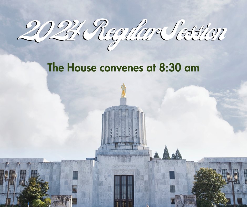 ORChiefClerk's tweet photo. Happy first day of the 2024 Regular Session!
The Senate kicks it off at 8:00 am. The House convenes at 8:30 am. All proceedings will be streamed live on OLIS: https://t.co/0HTXJzfLz4

OLIS is also where you will find information on every House and Senate measure being introduced. https://t.co/PLX3M5bmSs