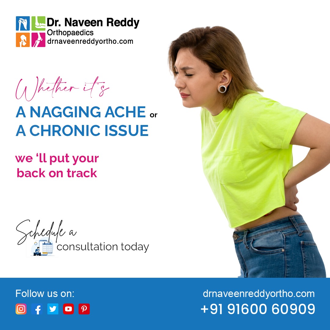 Is back pain holding you back from your day-today activities? Consult us for a comprehensive evaluation and treatment
#drnaveenreddyortho #backpain #kneepains #hippains #elbowpains #shoulderpains #wristpains #anklepains #kneereplacement #hipreplacement #jointreplacement