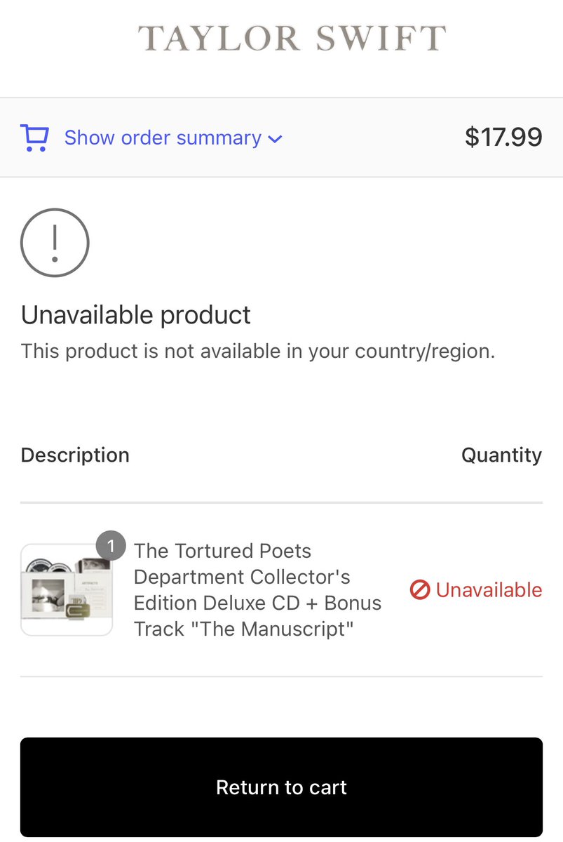 HHNguy365's tweet photo. @taylornation13 say it ain’t so! I just waited forever in the queue and at 1 min left it says unavailable! 😭 #TTPD https://t.co/NgtqERLUre