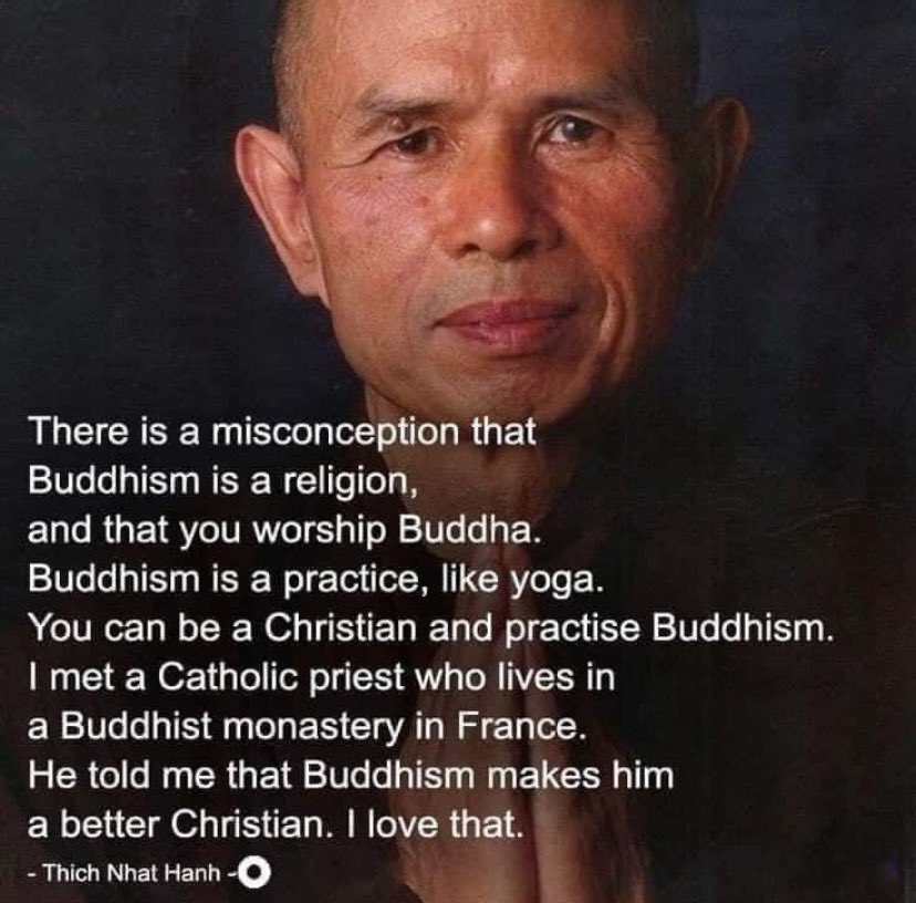 This. I am a catholic. When I was 16 I read multiple books on Buddhist practices. It made me kinder. Gentler. More present. Mindful. I love that I can practice these virtues and still have my deep connection to Catholicism. 🤍🙏