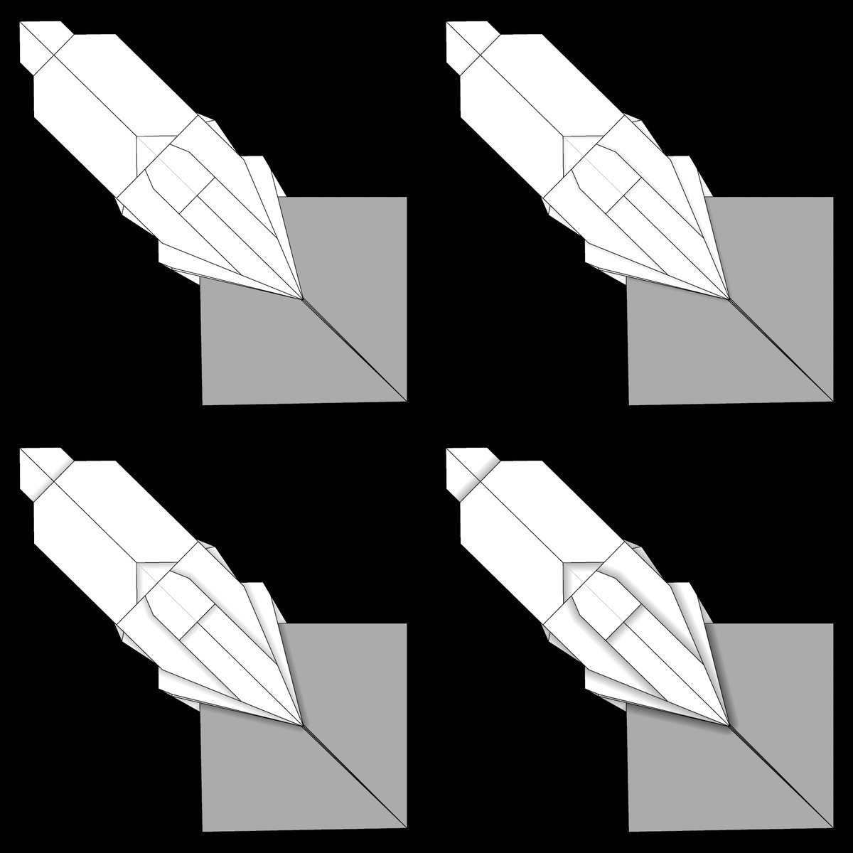 Cyclomantis Metalifer by Satoshi Kamiya (<a href="/folders_wotd/">神谷哲史_折紙創作家</a>) from the Flat-Folder instagram dataset.
.
Images show four of seven new "Shadows" shading levels now available in Flat-Folder.
.
#flatfolder #origami