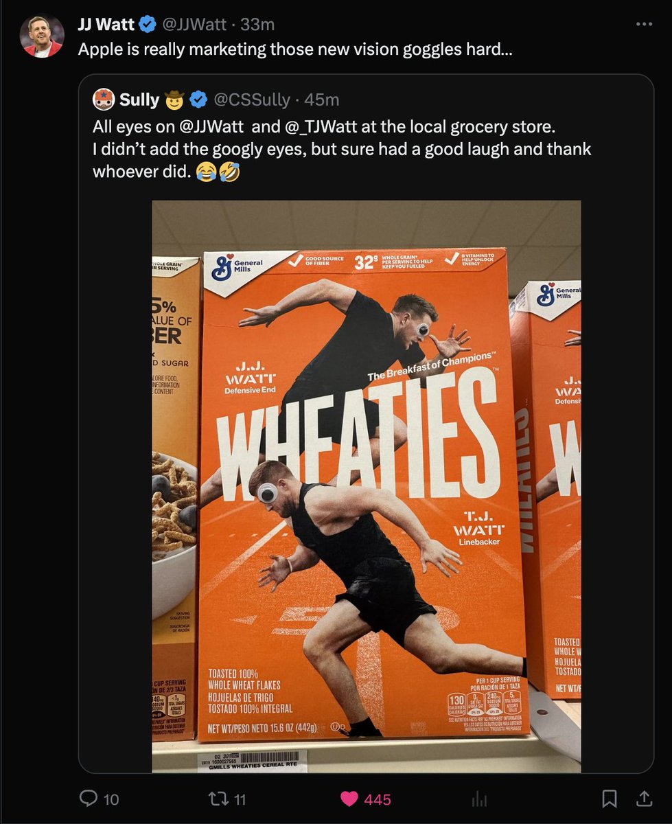 CSSully's tweet photo. Quote Tweeted by the legend!!
Still can't believe this happened.
#Honored #Wheaties https://t.co/GineDObvCy